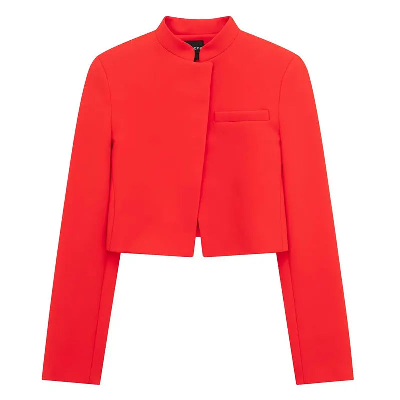 Women Blazers- High-Neck Red Cropped Blazer – Tailored Women’s Jacket- Red- IndioGear.com