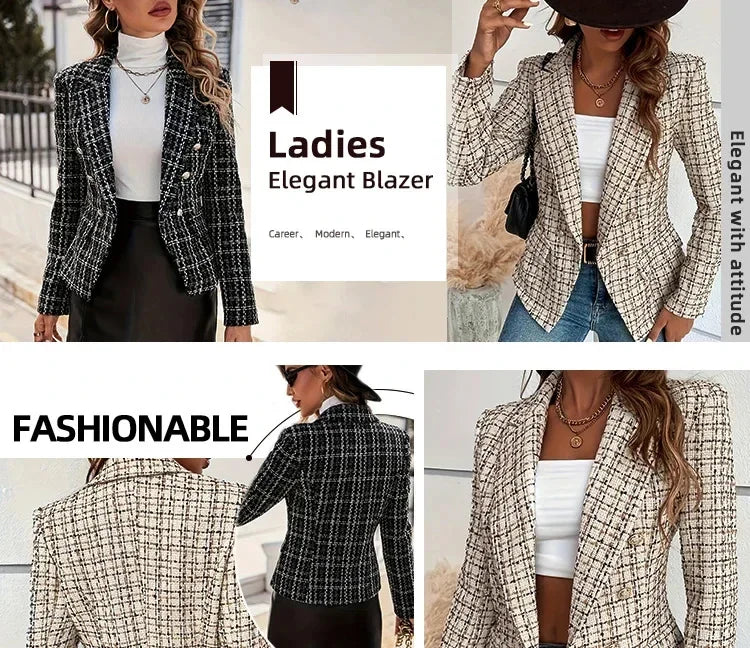 Women Blazers- Long Sleeve Double Breasted Business Blazer – Slim Fit- - IndioGear.com