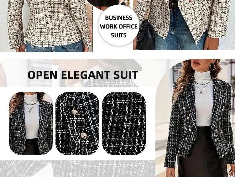 Women Blazers- Long Sleeve Double Breasted Business Blazer – Slim Fit- - IndioGear.com