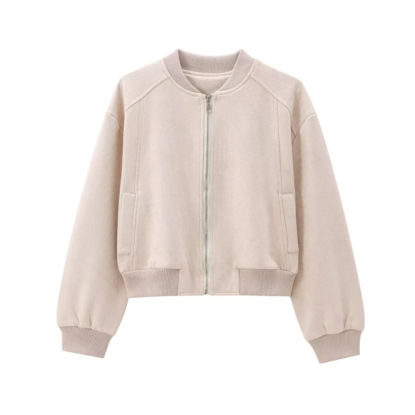 Women Bomber Jackets- City Sleek Microfiber Bomber- Winter Peach- IndioGear.com