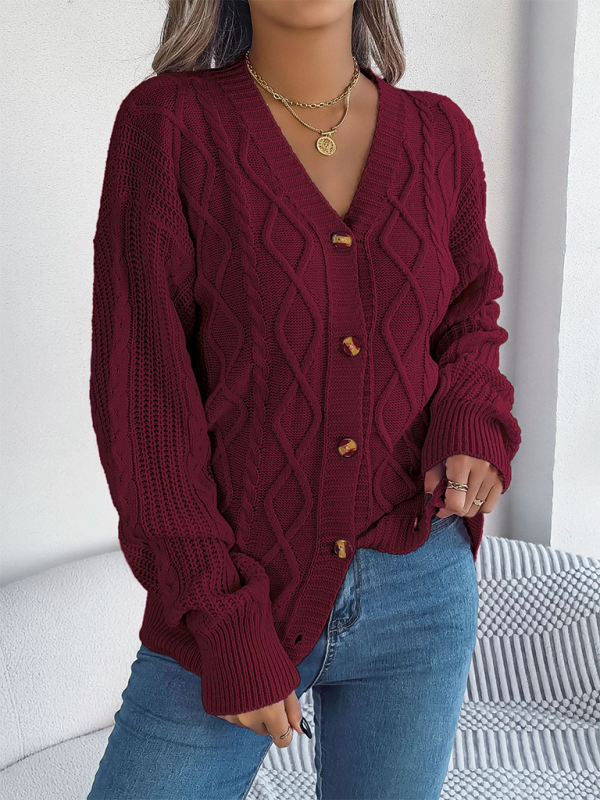 Women Cardigans- Cozy Cable Knit Cardigan Autumn Layering- - IndioGear.com