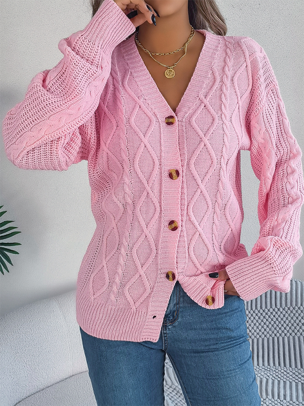 Women Cardigans- Cozy Cable Knit Cardigan Autumn Layering- - IndioGear.com