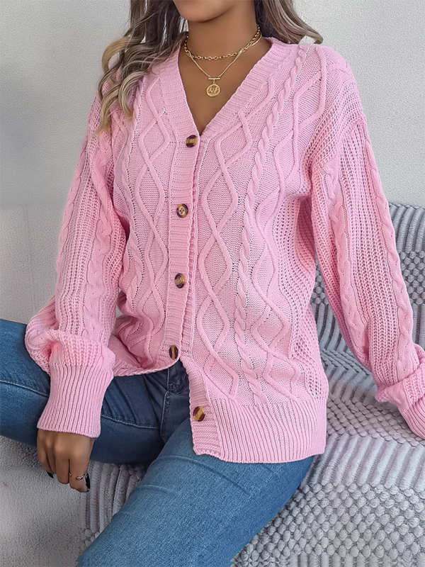 Women Cardigans- Cozy Cable Knit Cardigan Autumn Layering- - IndioGear.com