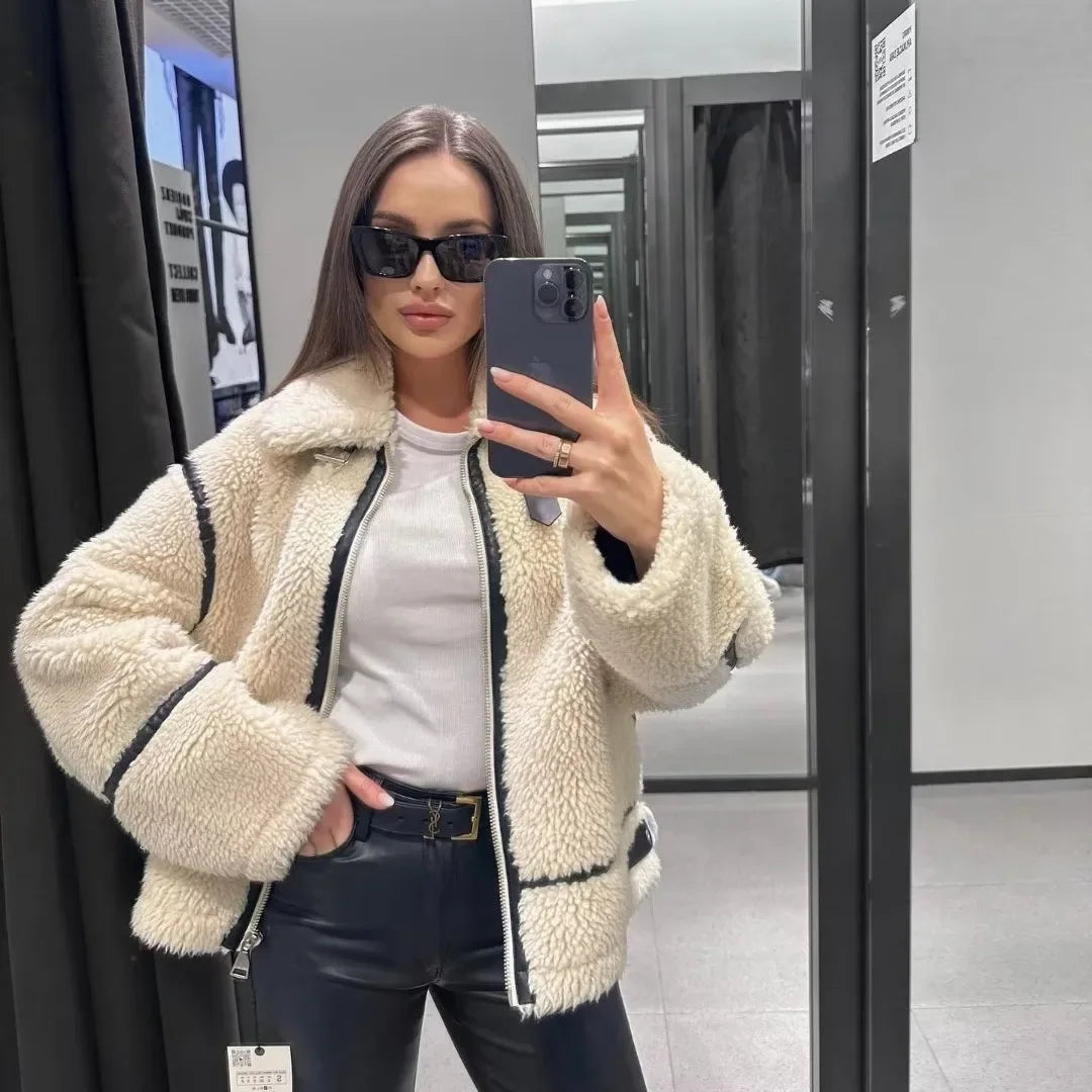 Women Coats and Jackets- Casual Chic Faux Fur Jacket for Everyday Wear- - IndioGear.com