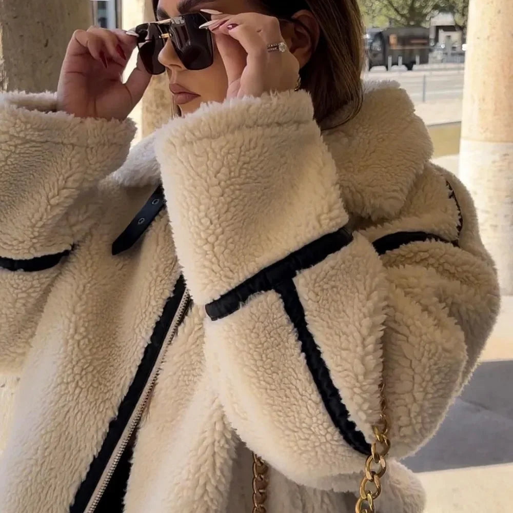 Women Coats and Jackets- Casual Chic Faux Fur Jacket for Everyday Wear- - IndioGear.com