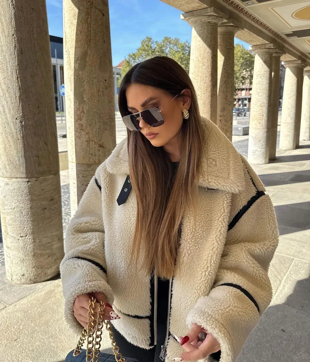 Women Coats and Jackets- Casual Chic Faux Fur Jacket for Everyday Wear- - IndioGear.com