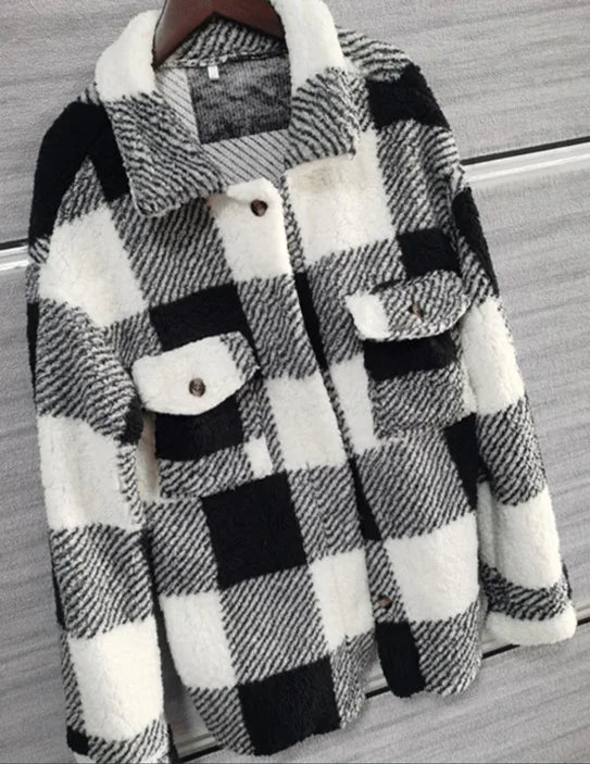 Women Coats and Jackets- Cozy Plaid Layering Piece- - IndioGear.com