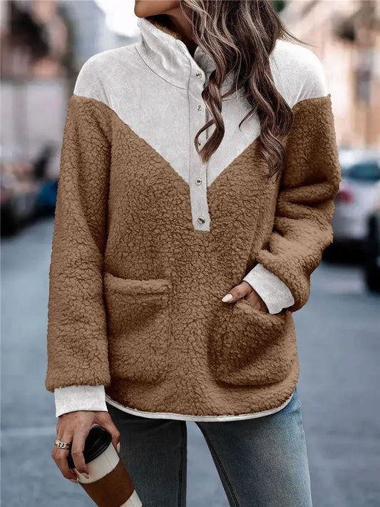 Sweatshirts- Cozy Suede and Fleece Sweatshirt for Casual Outings- - IndioGear.com