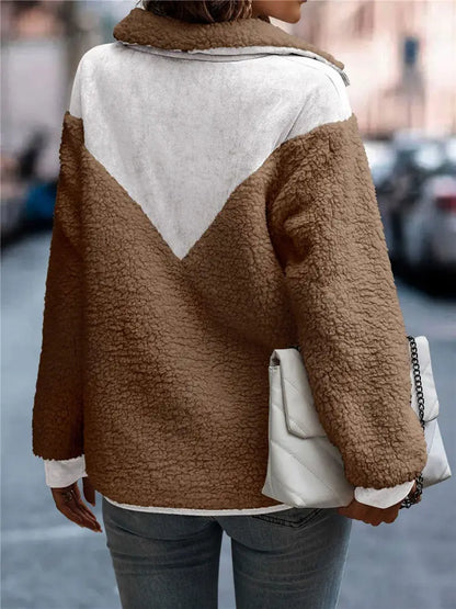 Sweatshirts- Cozy Suede and Fleece Sweatshirt for Casual Outings- Camel- IndioGear.com