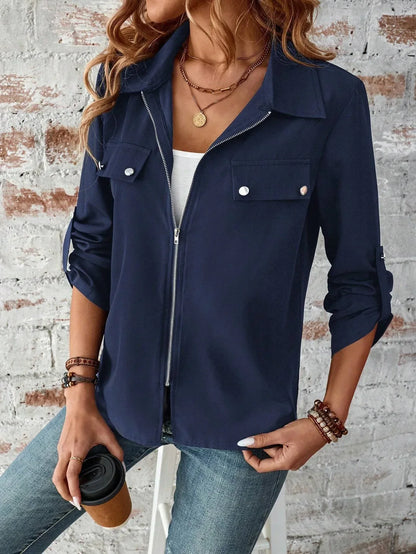 Women Coats and Jackets- Elegant Everyday Shacket: Snap & Zip Details- - IndioGear.com