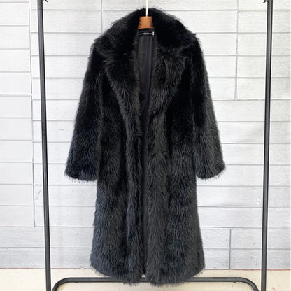 Women Coats and Jackets- Elegant Faux Fur Winter Coat for Fancy Women- Black- IndioGear.com