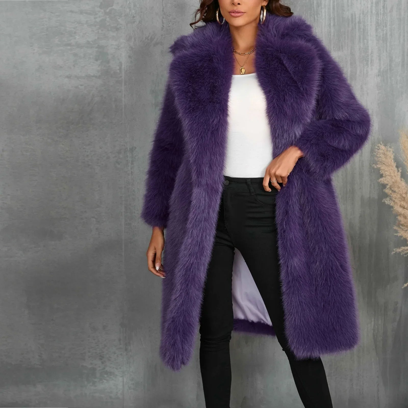 Women Coats and Jackets- Luxy Mid Faux Fur Coat- - IndioGear.com