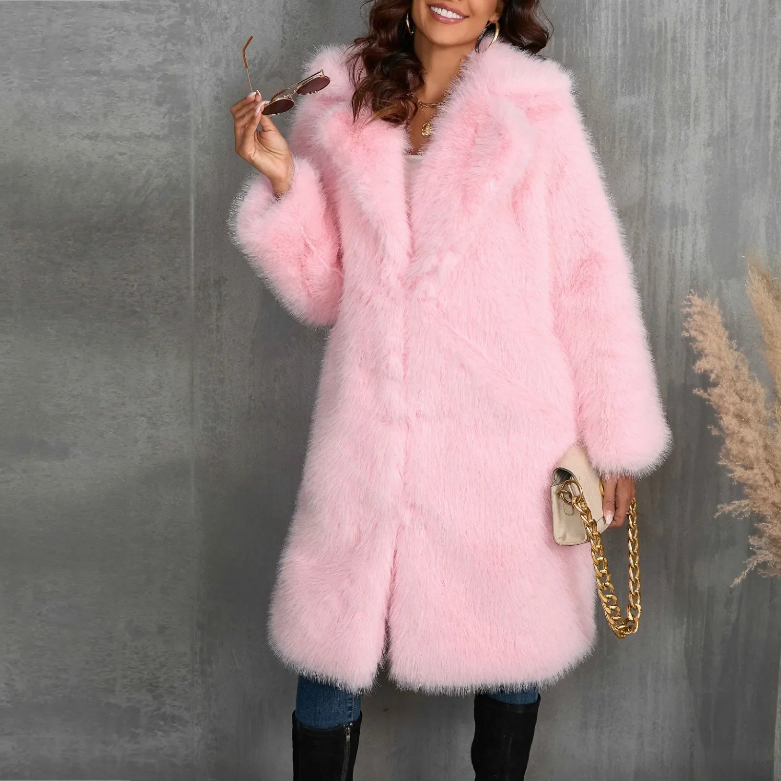 Women Coats and Jackets- Luxy Mid Faux Fur Coat- - IndioGear.com