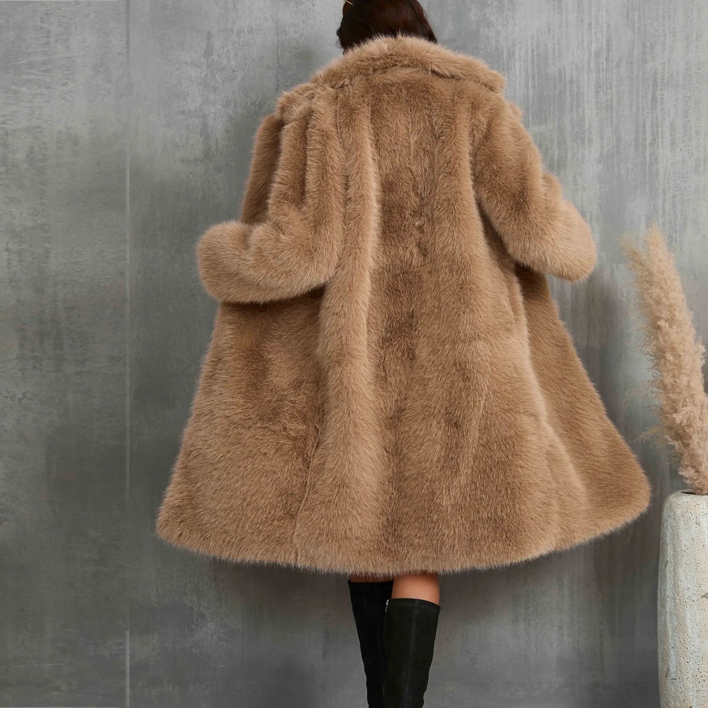 Women Coats and Jackets- Luxy Mid Faux Fur Coat- - IndioGear.com