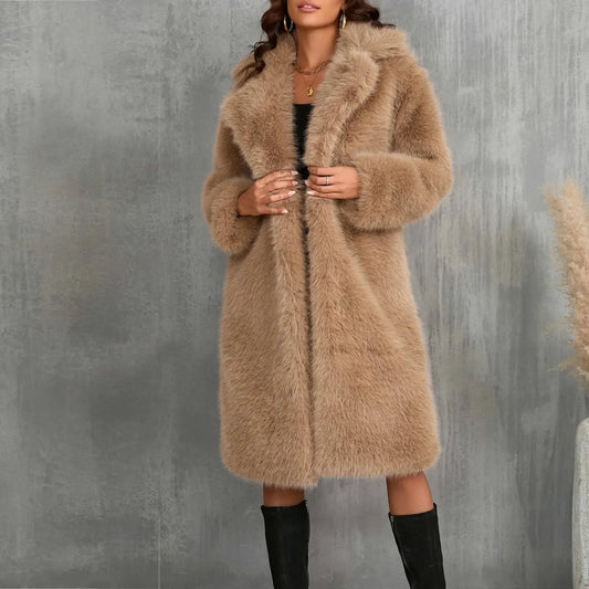 Women Coats and Jackets- Luxy Mid Faux Fur Coat- - IndioGear.com