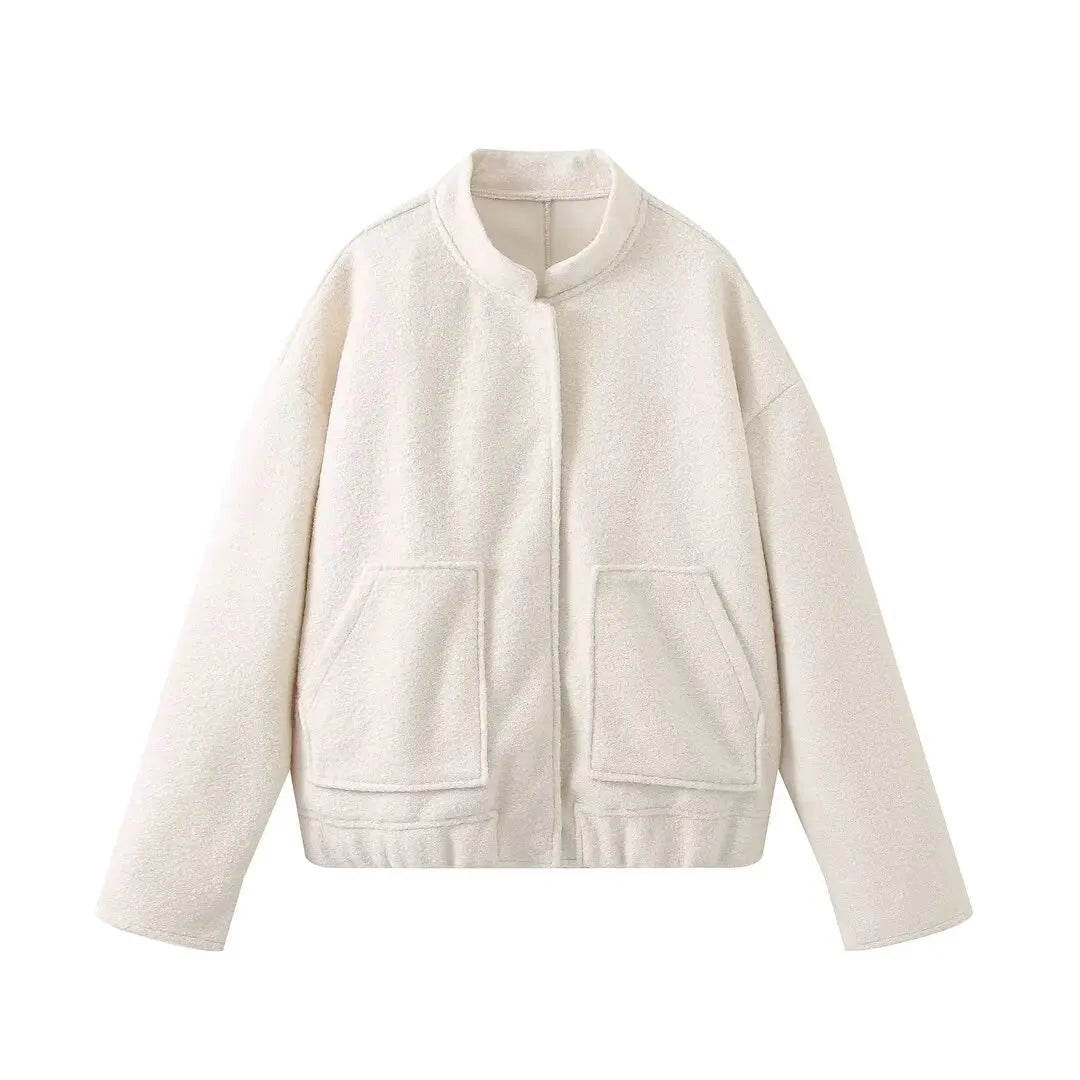 Women Coats and Jackets- Minimalist Jacket – Perfect for Casual Layering- Beige- IndioGear.com