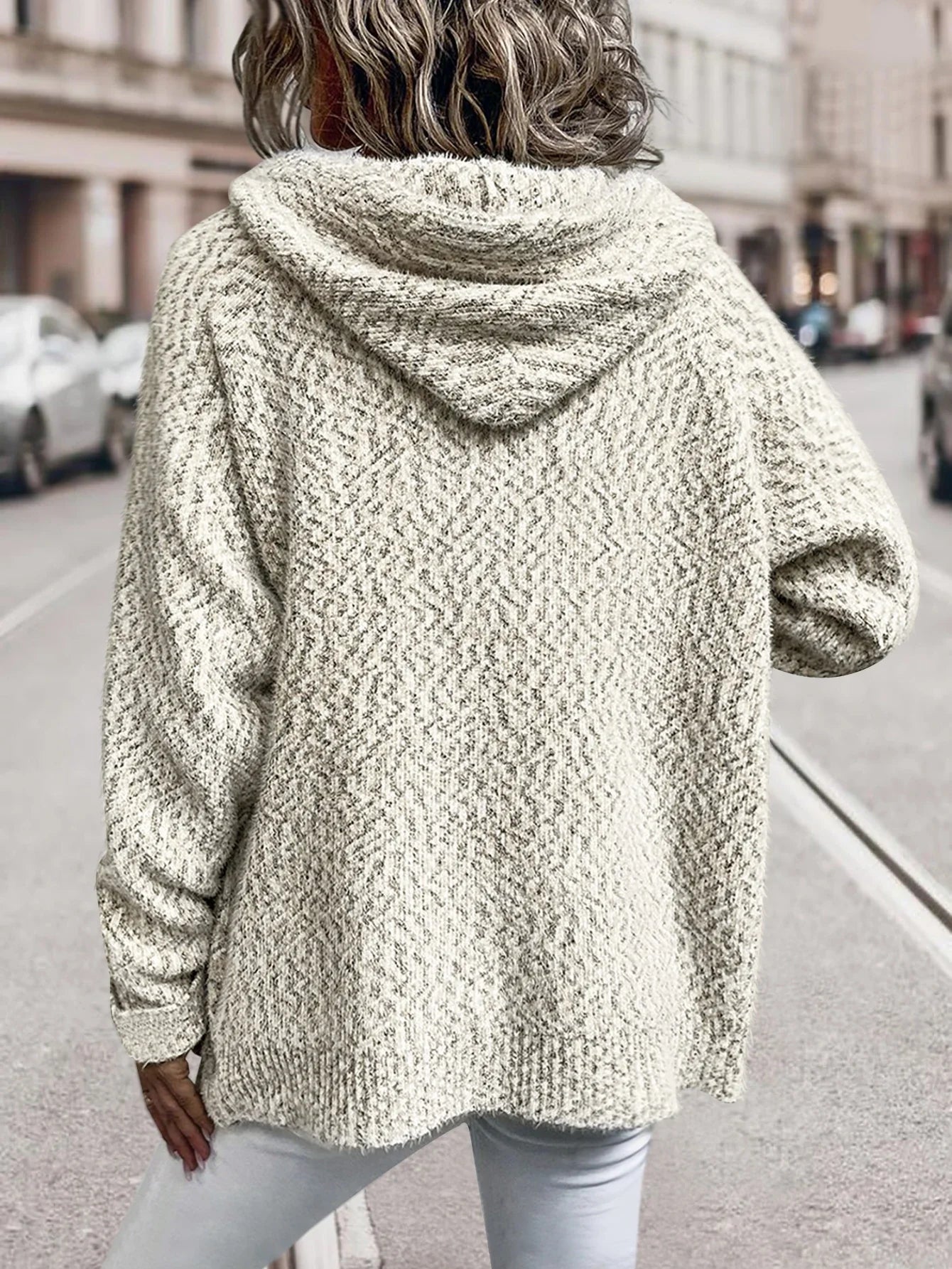 Women Hoodies- Casual Long Sleeve Hooded Knitted Zipper Sweater- - IndioGear.com