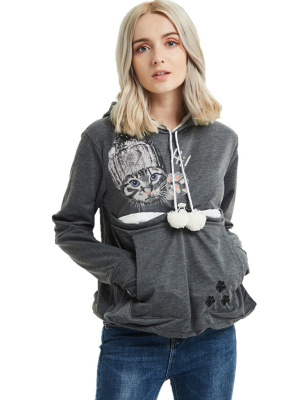 Women Hoodies- Purr-fectly Cute Cat-Themed Hoodie with Ears- - IndioGear.com