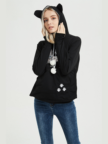 Women Hoodies- Purr-fectly Cute Cat-Themed Hoodie with Ears- - IndioGear.com