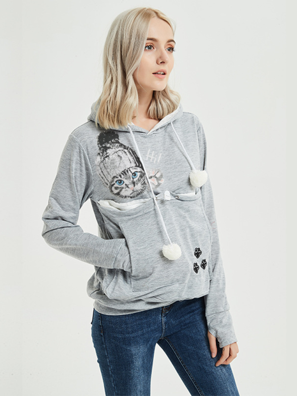 Women Hoodies- Purr-fectly Cute Cat-Themed Hoodie with Ears- - IndioGear.com