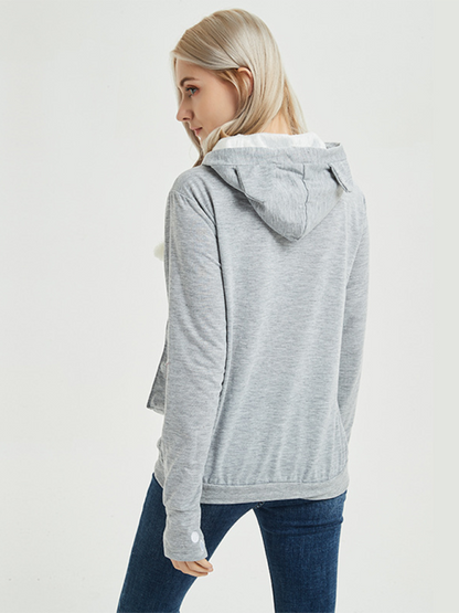 Women Hoodies- Purr-fectly Cute Cat-Themed Hoodie with Ears- - IndioGear.com