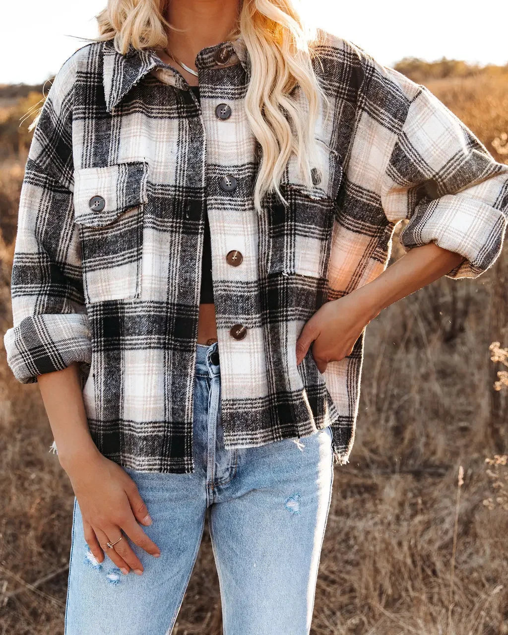 Women Shackets- Classic Plaid Flannel Shacket for A True Country Look- - IndioGear.com