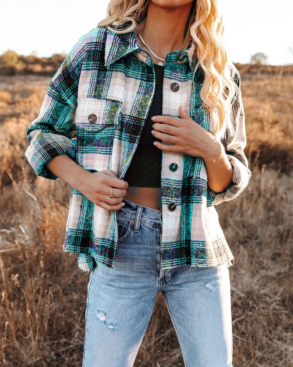 Women Shackets- Classic Plaid Flannel Shacket for A True Country Look- - IndioGear.com