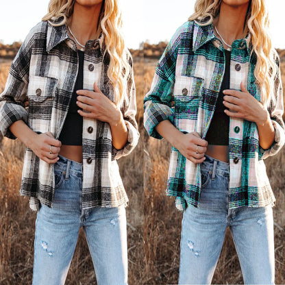 Women Shackets- Classic Plaid Flannel Shacket for A True Country Look- - IndioGear.com