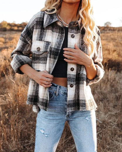 Women Shackets- Classic Plaid Flannel Shacket for A True Country Look- - IndioGear.com