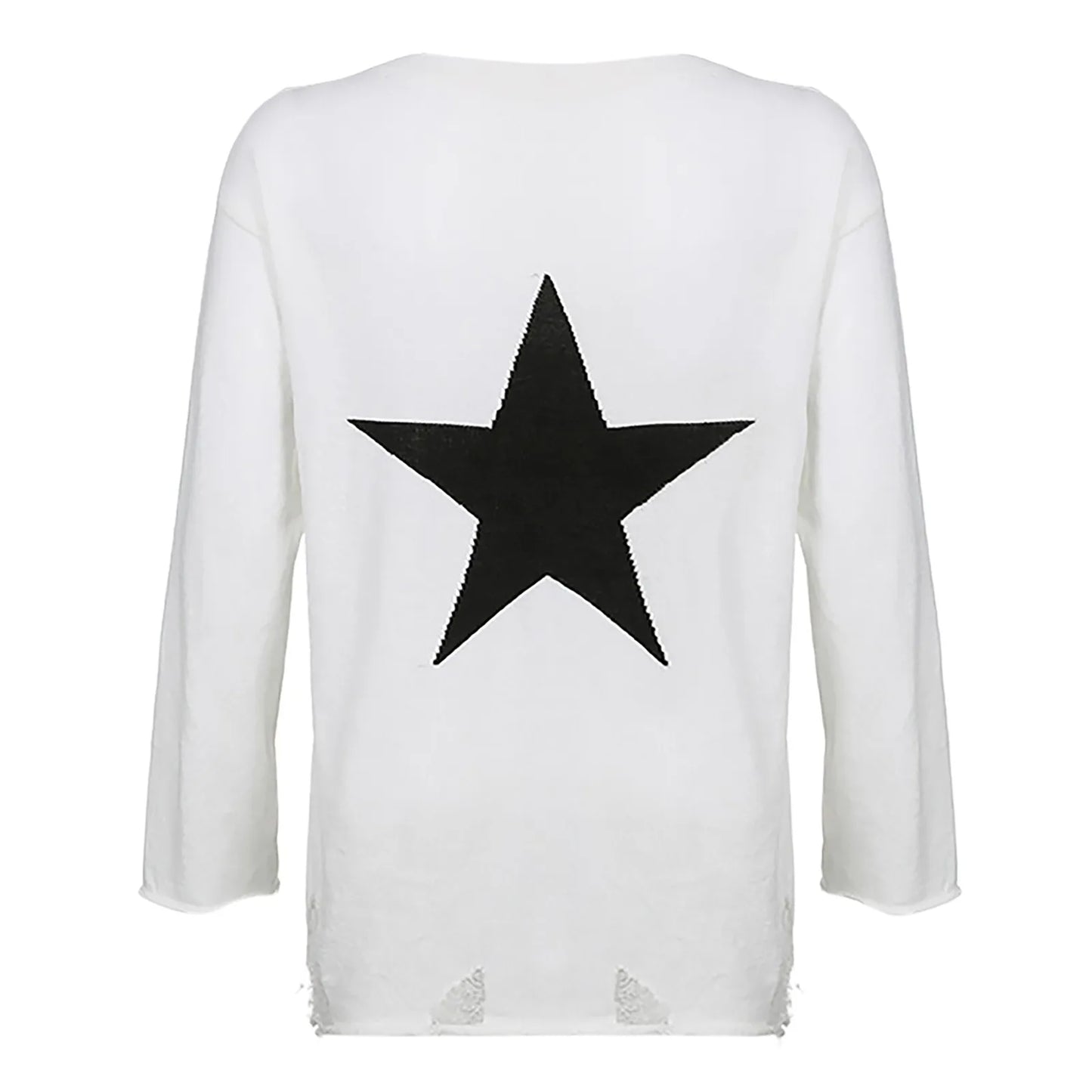 Women Sweaters- Casual Knit Sweater with Bold Double Star Design- - IndioGear.com