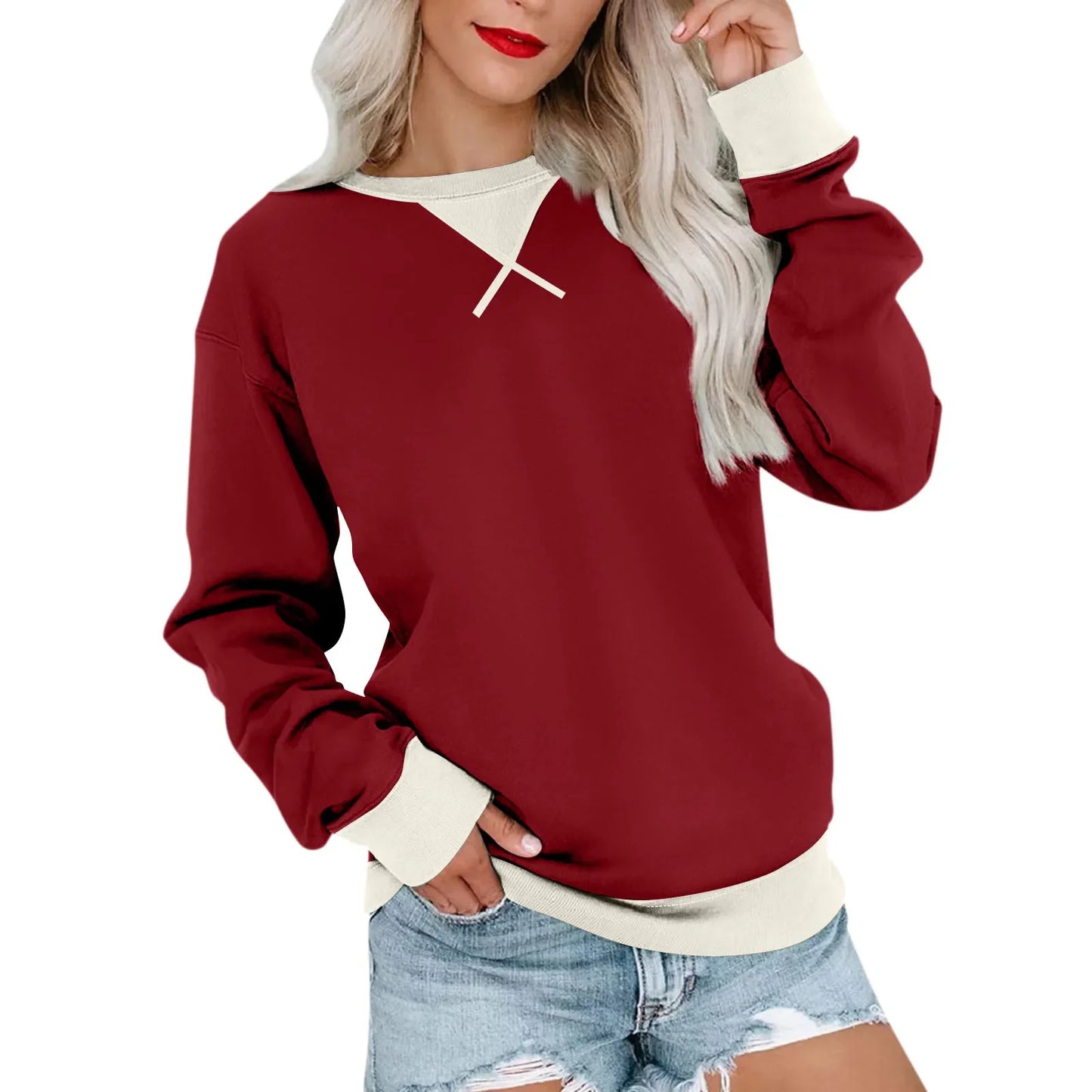 Women Sweaters- Comfy Oversized Pullover with Stylish Ribbed Trim 🎨- - IndioGear.com