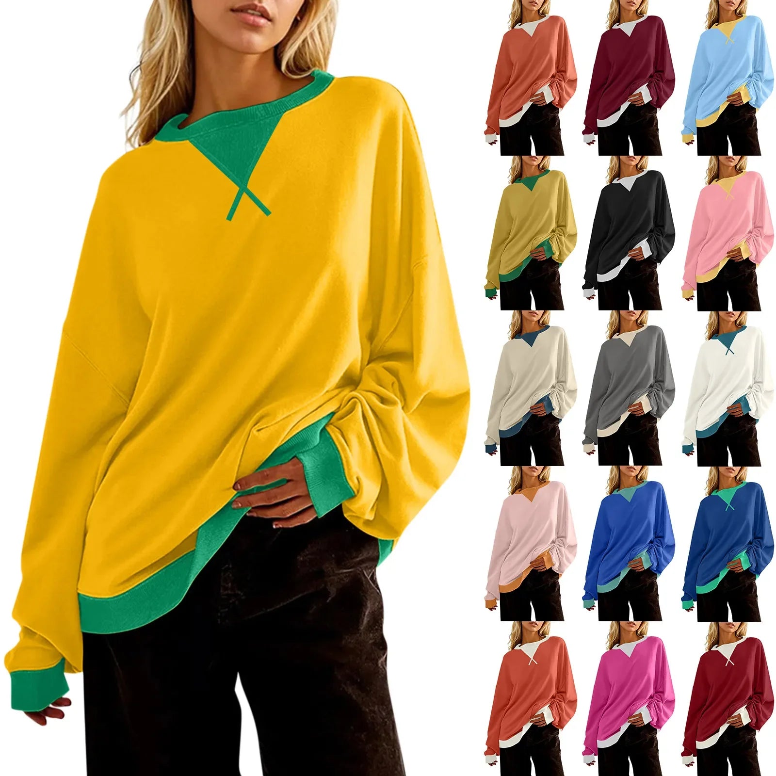 Women Sweaters- Comfy Oversized Pullover with Stylish Ribbed Trim 🎨- - IndioGear.com