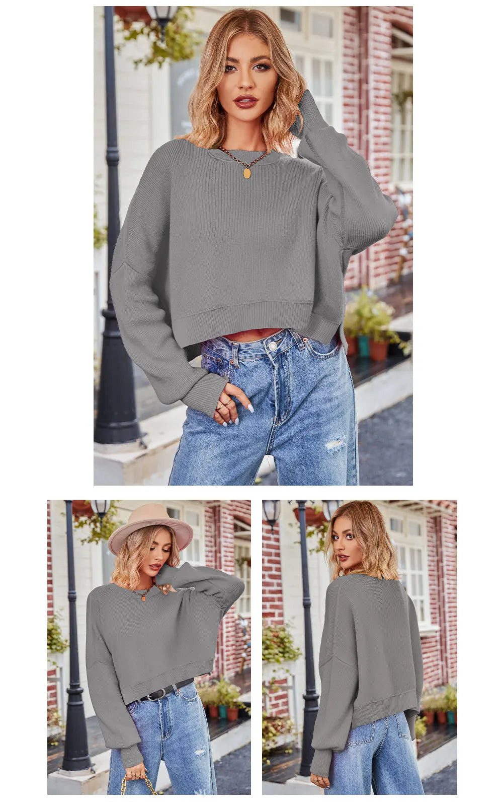 Women Sweaters- Oversized Trendy Women's Knit Top Sweater- - IndioGear.com