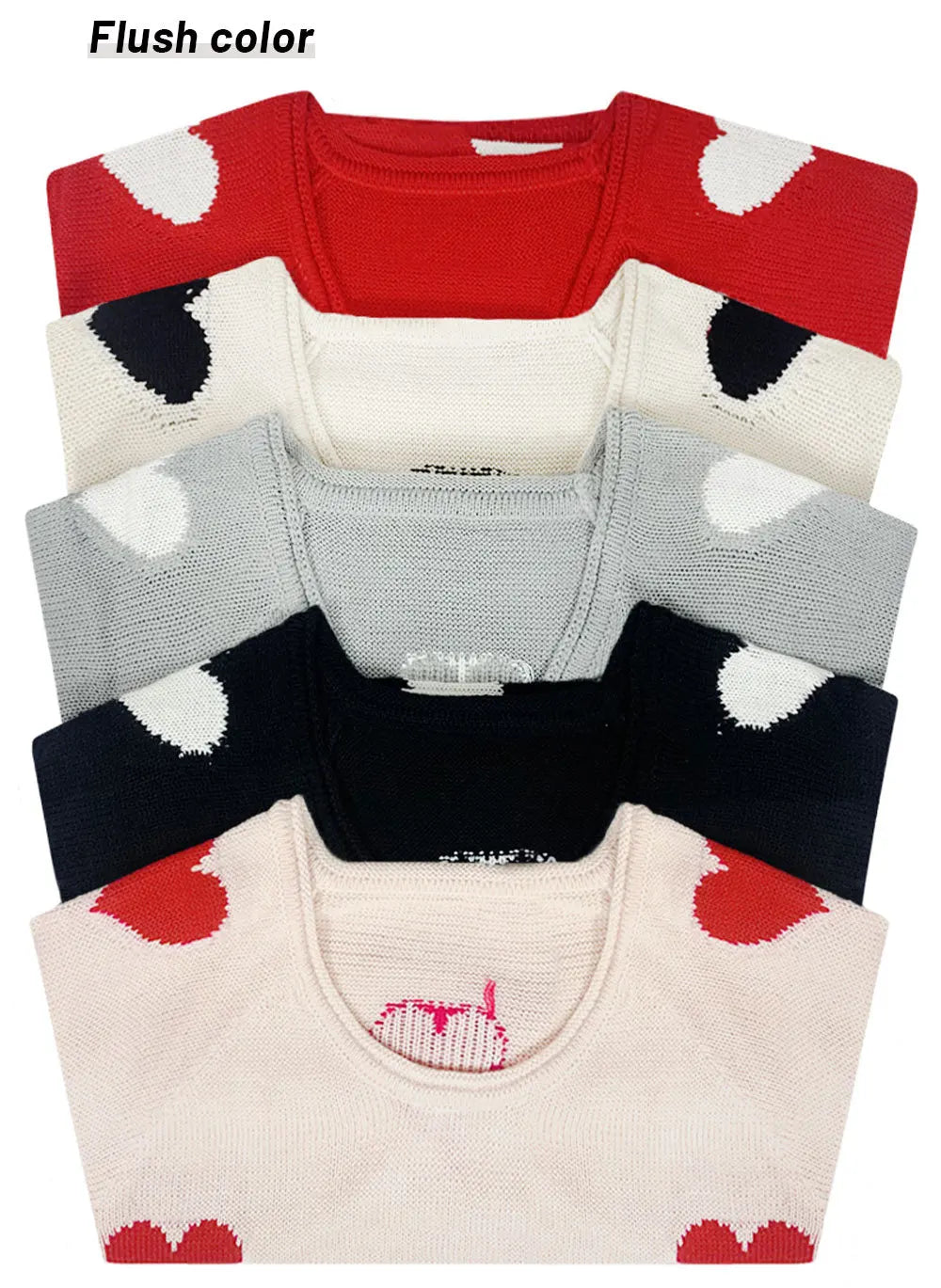 Women Sweaters- Scoop Neck Cold Shoulder Girly Hearts Sweaters- - IndioGear.com