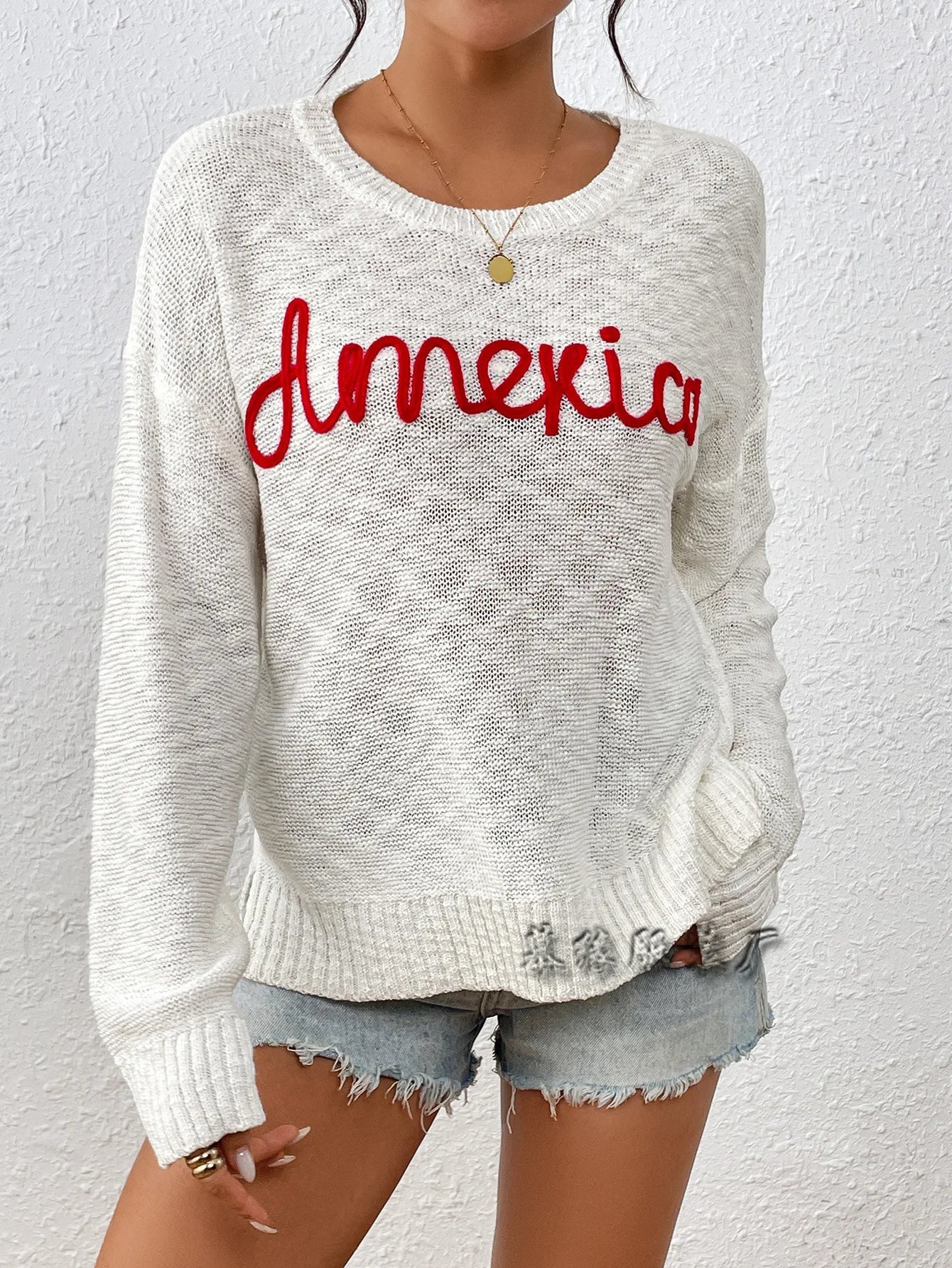 Women Sweaters- Scooped Neck Solid Knit Sweaters Bold America- - IndioGear.com