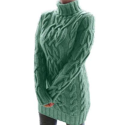 Women Sweaters- Turtle-neck Sweater Thick Cable Knit for Layering- - IndioGear.com