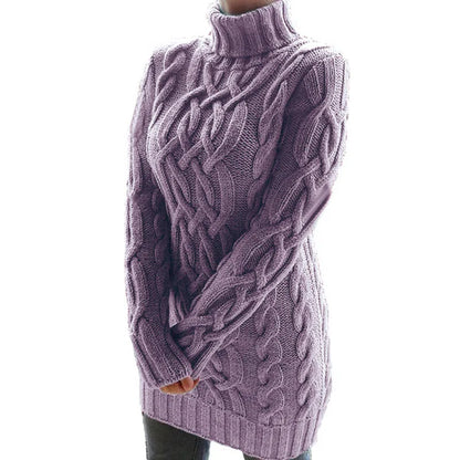 Women Sweaters- Turtle-neck Sweater Thick Cable Knit for Layering- - IndioGear.com