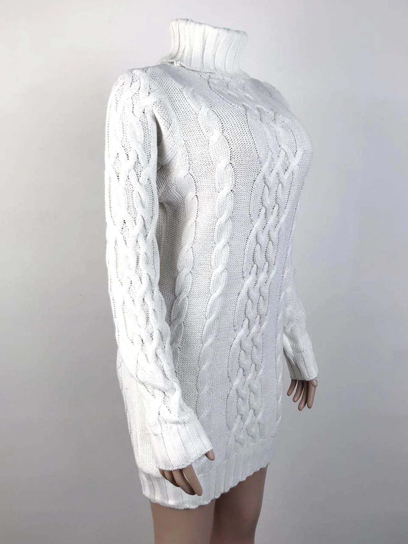 Women Sweaters- Turtle-neck Sweater Thick Cable Knit for Layering- - IndioGear.com