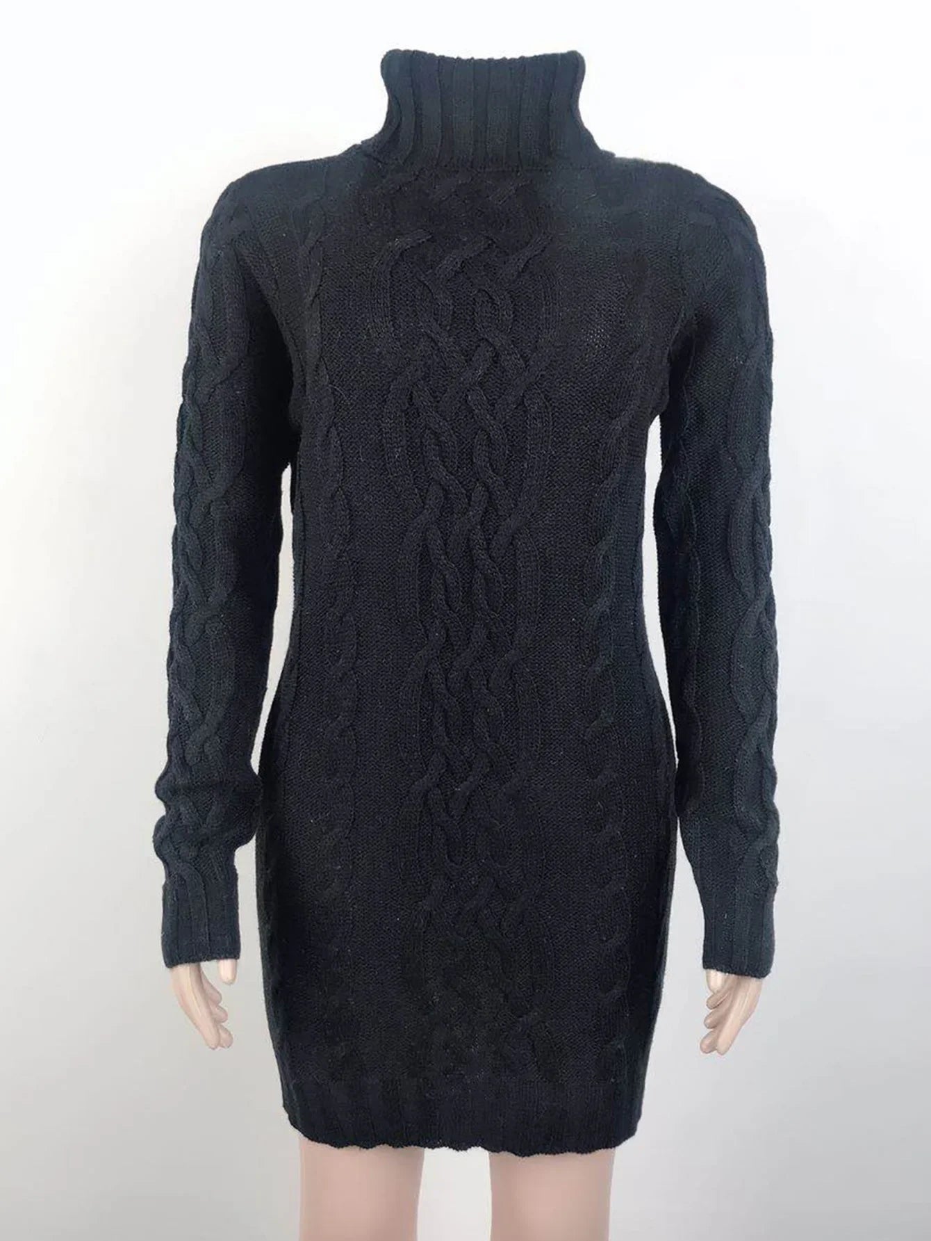 Women Sweaters- Turtle-neck Sweater Thick Cable Knit for Layering- - IndioGear.com