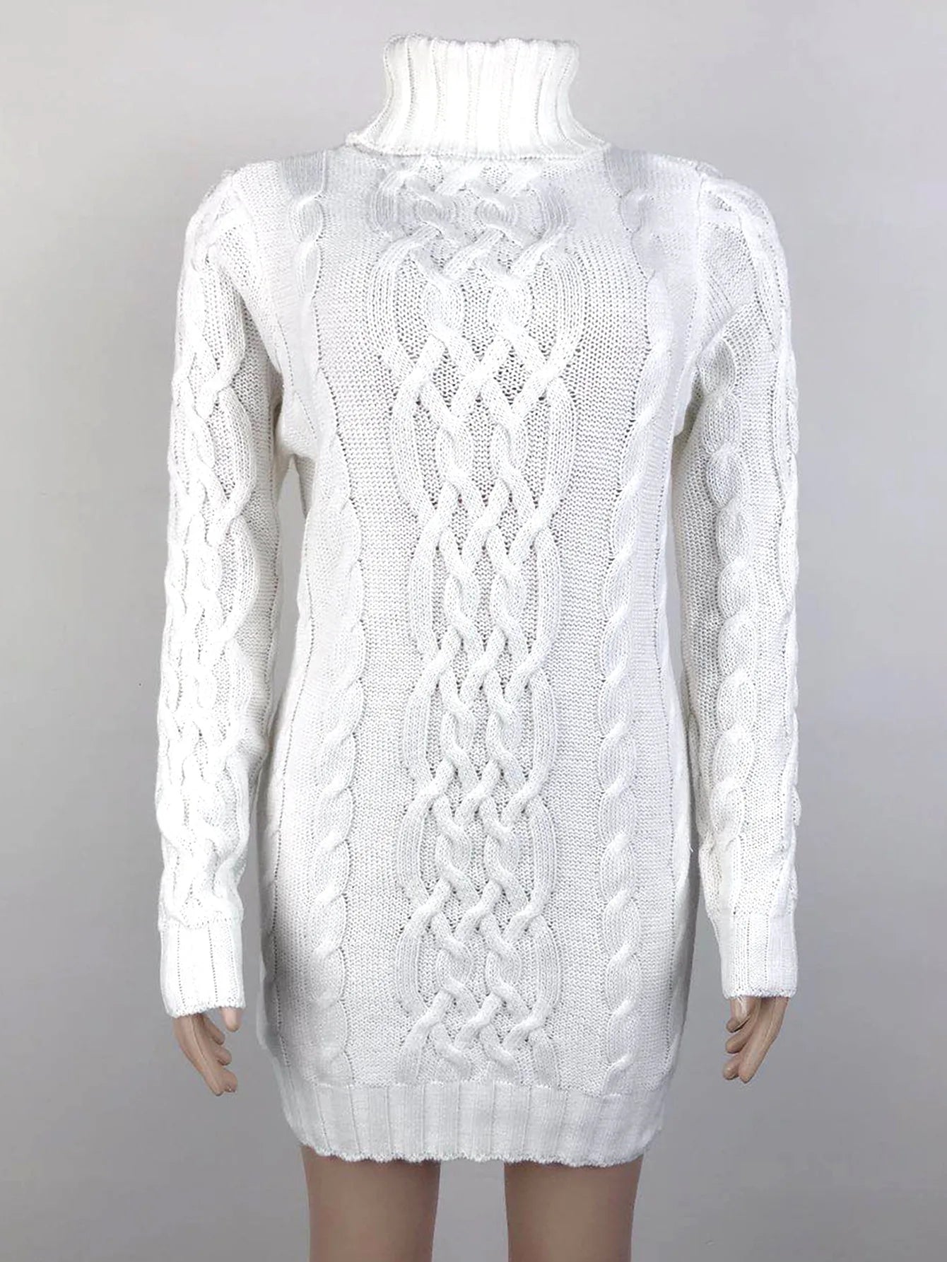 Women Sweaters- Turtle-neck Sweater Thick Cable Knit for Layering- - IndioGear.com