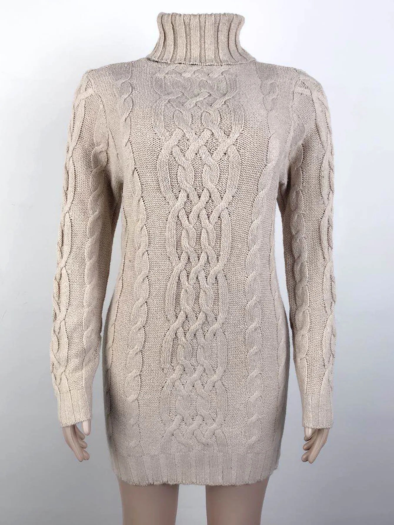 Women Sweaters- Turtle-neck Sweater Thick Cable Knit for Layering- - IndioGear.com