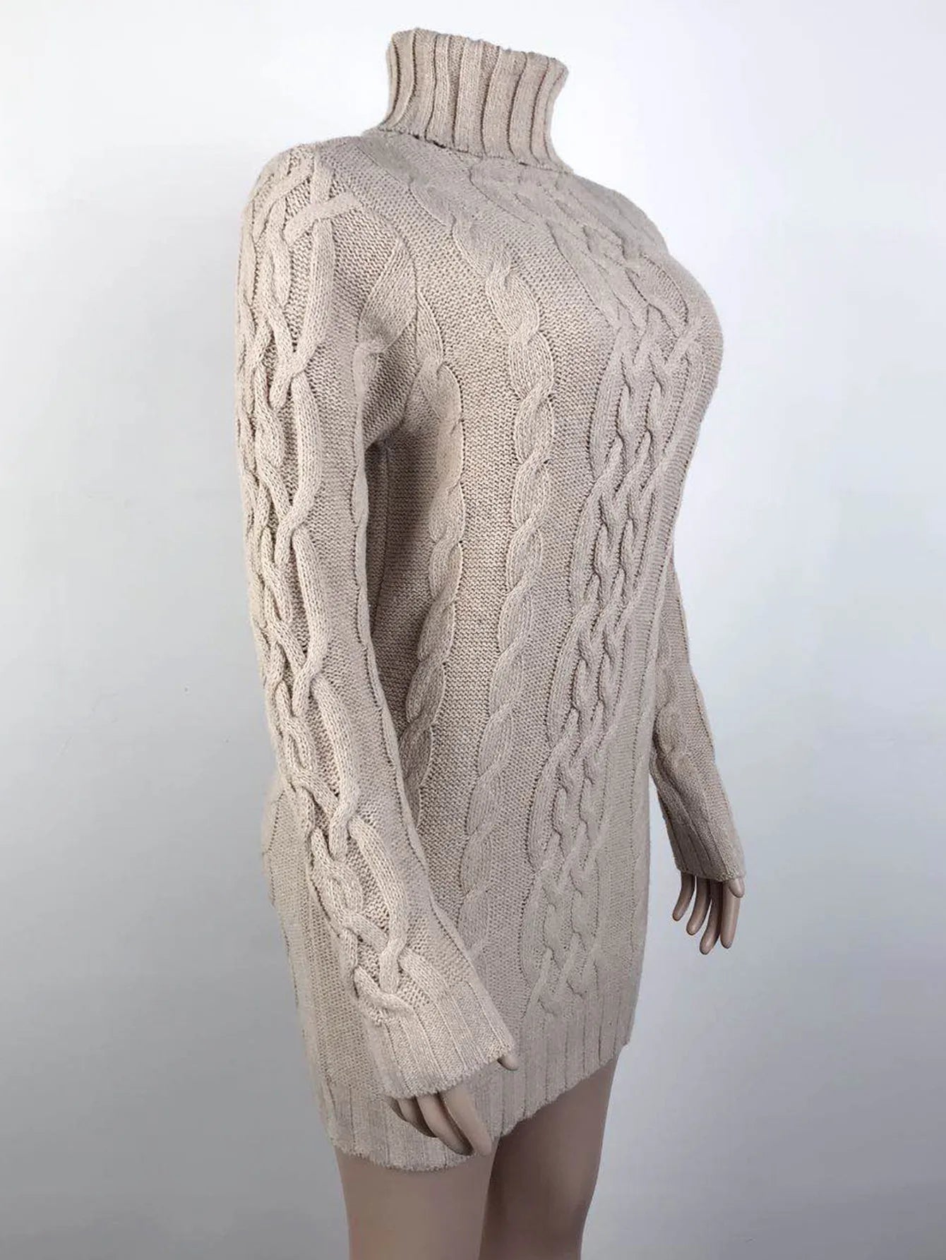 Women Sweaters- Turtle-neck Sweater Thick Cable Knit for Layering- - IndioGear.com