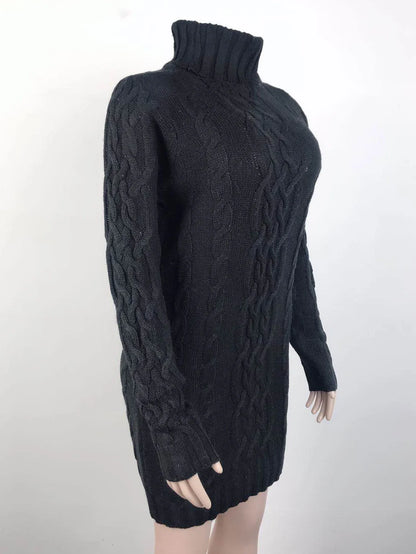 Women Sweaters- Turtle-neck Sweater Thick Cable Knit for Layering- - IndioGear.com