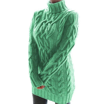 Women Sweaters- Turtle-neck Sweater Thick Cable Knit for Layering- - IndioGear.com