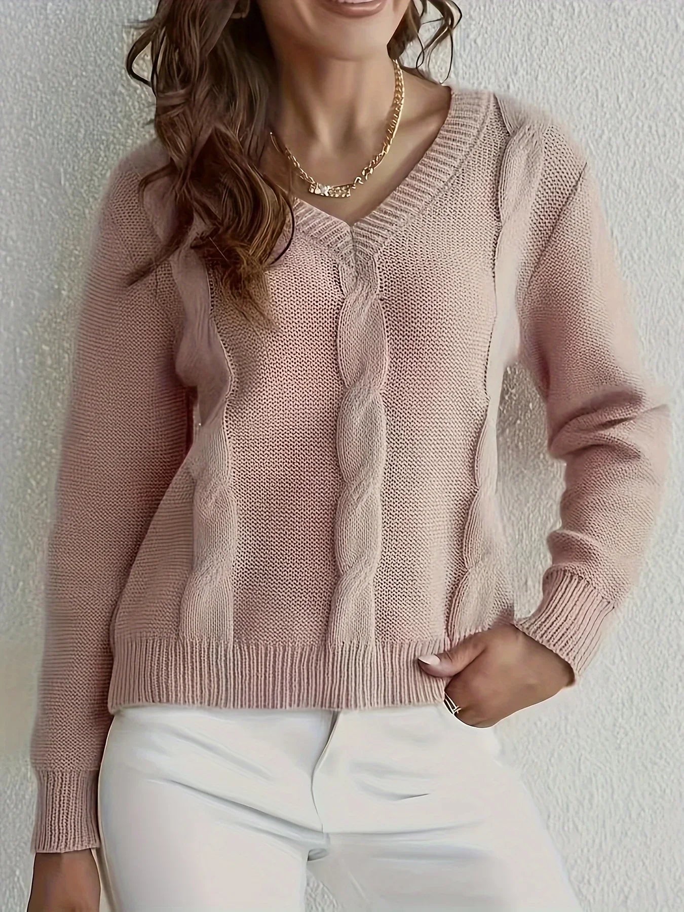 Women Sweaters- V-neck Knitting Combination Sweaters- - IndioGear.com