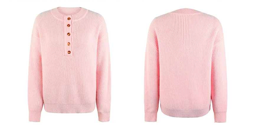 Women Sweaters- Women's Casual Knit Pullover with Buttons – Fall Must-Have 🍁- - IndioGear.com