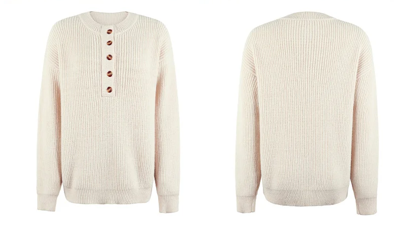 Women Sweaters- Women's Casual Knit Pullover with Buttons – Fall Must-Have 🍁- - IndioGear.com