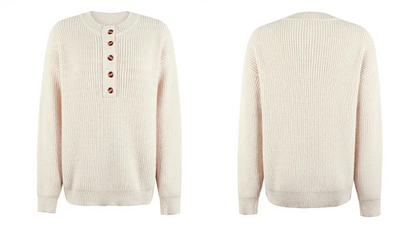 Women Sweaters- Women's Casual Knit Pullover with Buttons – Fall Must-Have 🍁- - IndioGear.com