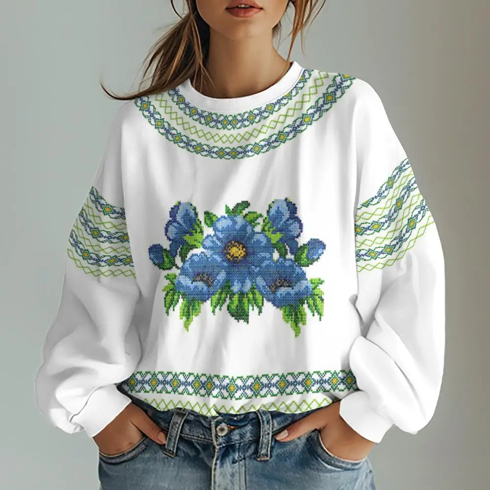 Women Tees- Ukranian & Slavic Traditional Embroidery Inspired Prints Tees- Pattern2- IndioGear.com