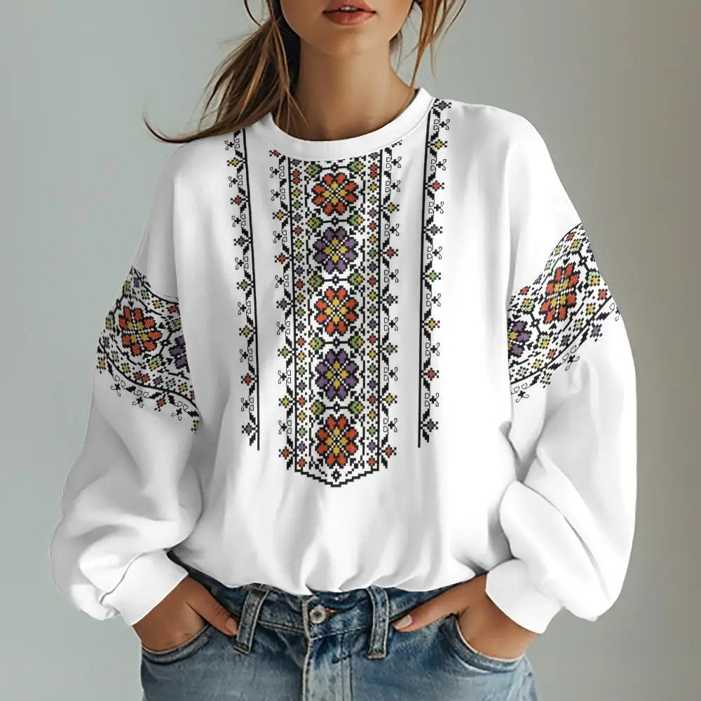 Women Tees- Ukranian & Slavic Traditional Embroidery Inspired Prints Tees- Pattern12- IndioGear.com